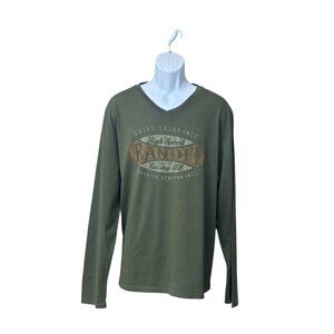 Seven7 Men’s V-neck Long Sleeve Graphic Cotton Tee, Hunter Green, XL